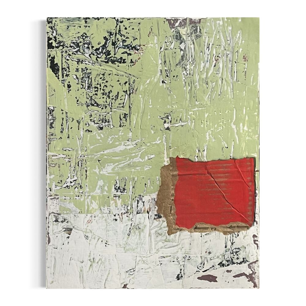 Original Mixed Media Modern Art Collage Painting 11x14 "Pimento"